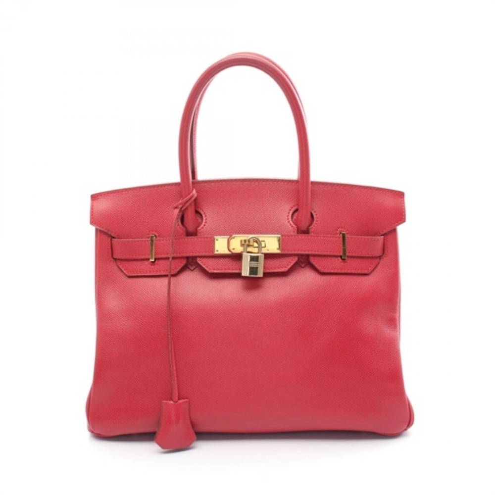HERMÈS 1996 Birkin 30 Gold Hardware Courchevel Leather Red Vermillon